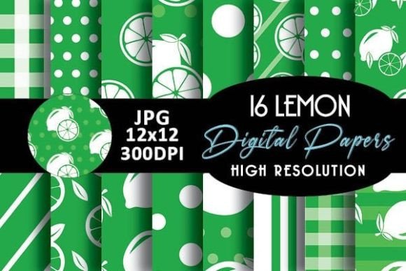 Download Green Lemon Digital Papers Patterns - Premium Bundle