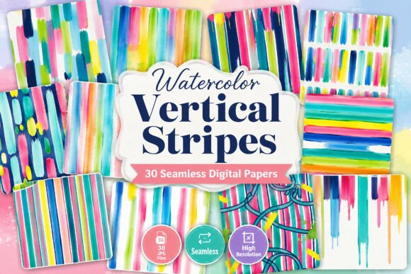 Download Watercolor Vertical Stripes Pattern - Stripes Collection