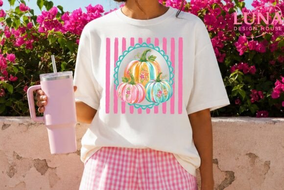 Download Floral Pumpkins Pink Stripes PNG - Stripes Collection