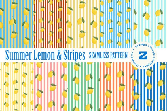 Download Lemon &amp; Stripes Pattern Collection - Stripes Collection