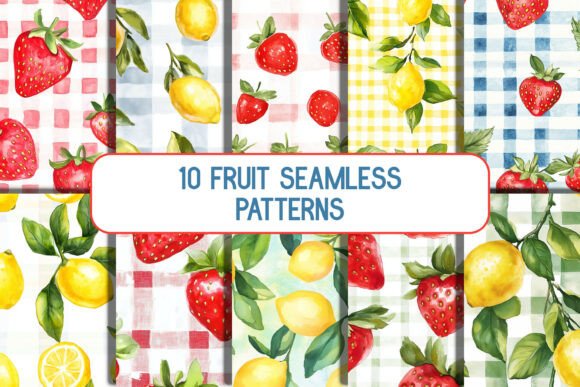 Download 10 Seamless Summer Fruit Patterns - Fruit pattern Collection
