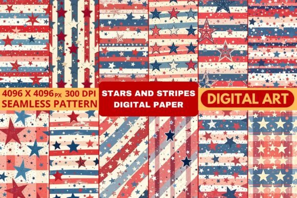 Download Stars and Stripes Digital Paper - Stripes Collection