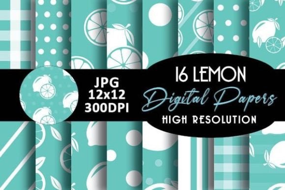 Download Mint Lemon Digital Papers Patterns - Premium Resources