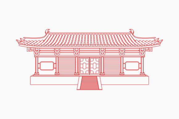 Download Outline Style Wide Chinese Building - Style Collection