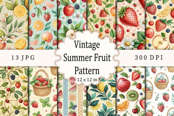 Download Vintage Summer Fruit Pattern - Fruit pattern Collection
