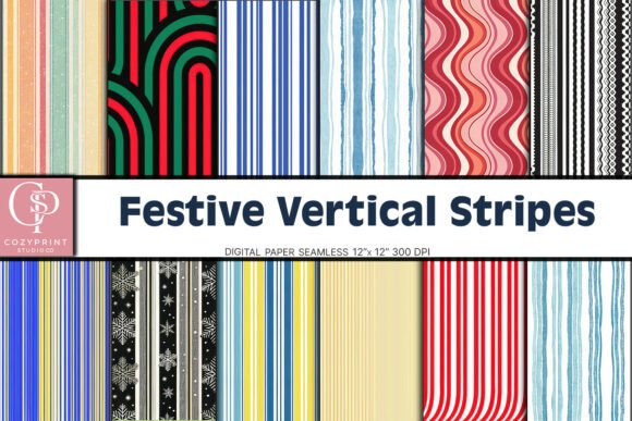 Download Festive Vertical Stripes Digital Paper - Stripes Collection