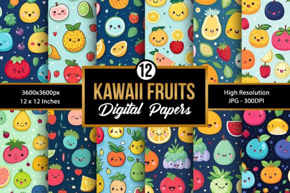 Download Seamless Kawaii Fruit Pattern Background - Fruit pattern Collection