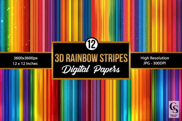 Download 3D Rainbow Stripes Seamless Patterns - Stripes Collection