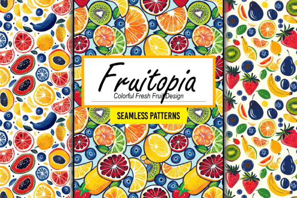 Download Colorful Fresh Fruit Pattern Design Art - Fruit pattern Collection