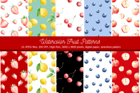 Download Watercolor Fruit Pattern - Fruit pattern Collection