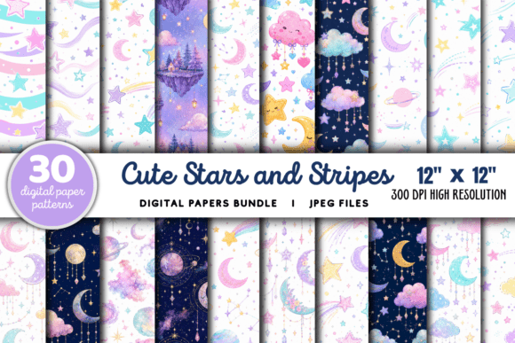 Download Cute Stars and Stripes Pattern Bundle - Stripes Collection