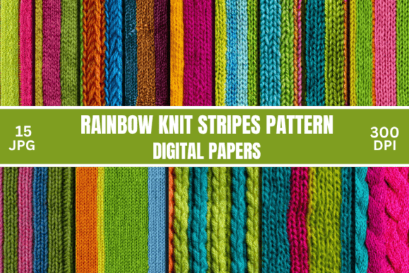 Download Bright Rainbow Knit Stripes Pattern - Stripes Collection