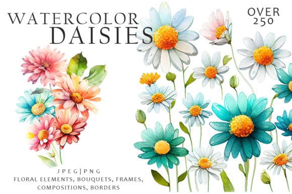 Download Watercolor Daisies Flowers Clipart - Premium Resources