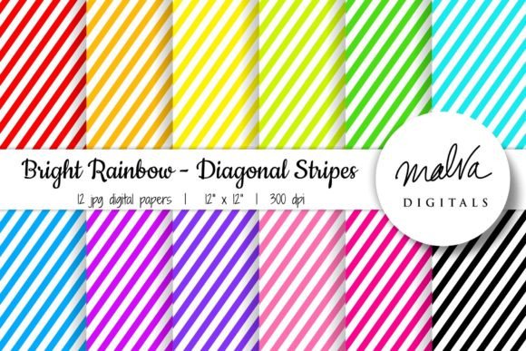 Download Bright Rainbow Diagonal Stripes - Stripes Collection