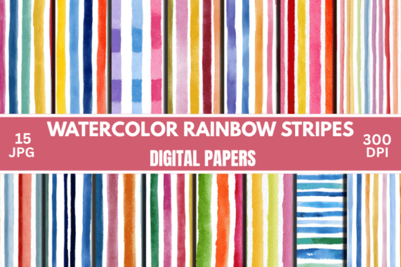 Download Watercolor Stripes Pattern Digital Paper - Stripes Collection