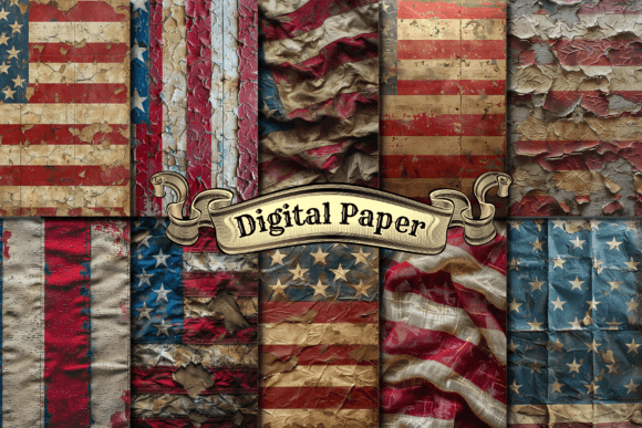 Download Stars and Stripes Grunge Craft Paper - Stripes Collection