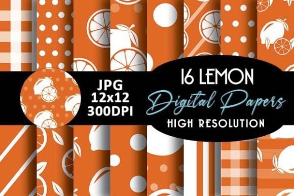 Download Orange Lemon Digital Papers Patterns - Premium Resources